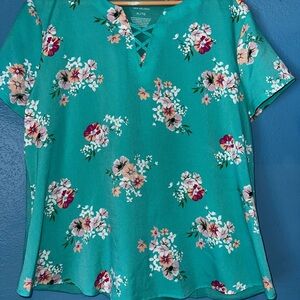 Van Heusen Teal Floral Blouse